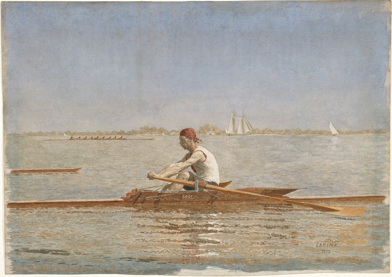 John Biglin egypárevezősben, 1873 (wc papíron) alkotó: Thomas Eakins