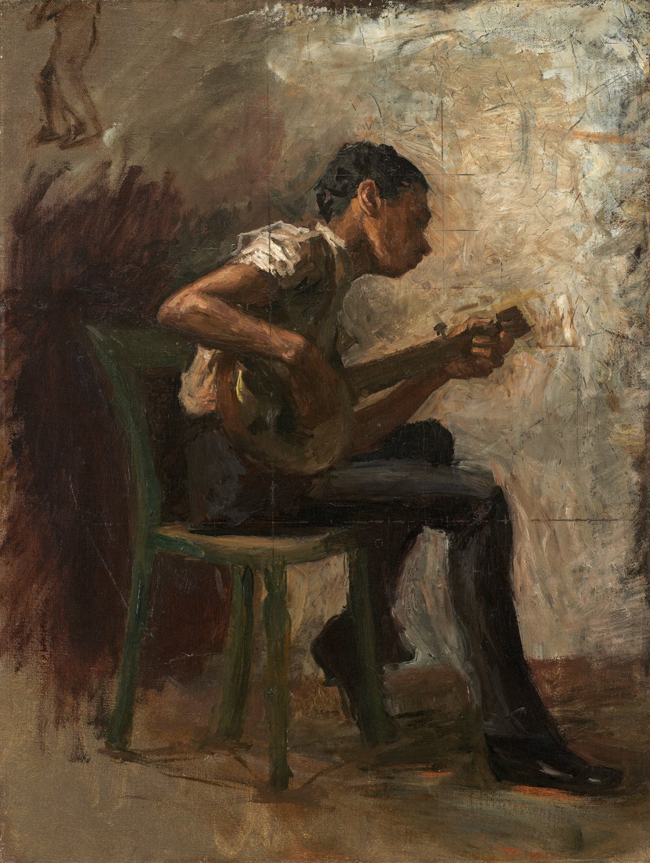 Tanulmány a fekete fiútánchoz: The Banjo Player, 1877 körül (olaj, vászon, karton) alkotó: Thomas Eakins