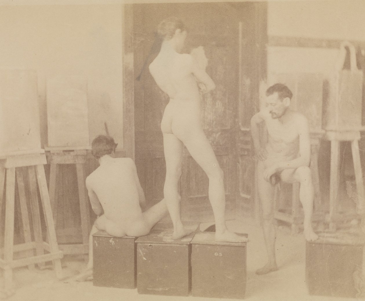 [Három aktmodell a festőműteremben] alkotó: Thomas Eakins