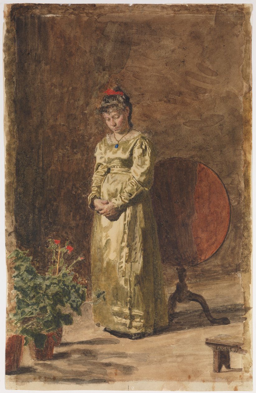 Meditáló fiatal lány alkotó: Thomas Eakins
