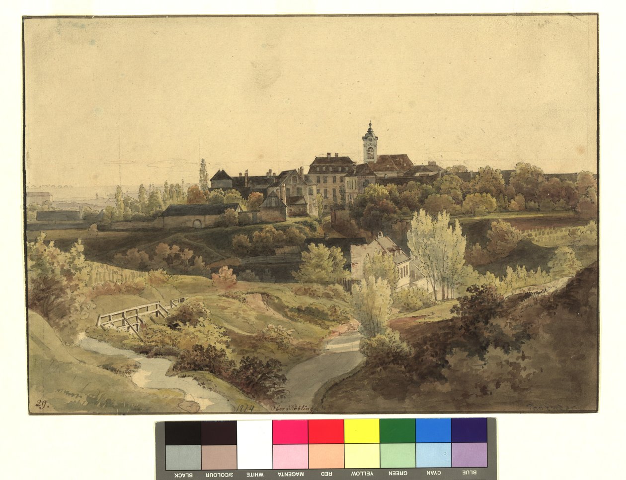 Oberdöbling, a Szent János-kápolna és környéke, Unterdöbling felől nézve alkotó: Thomas Ender