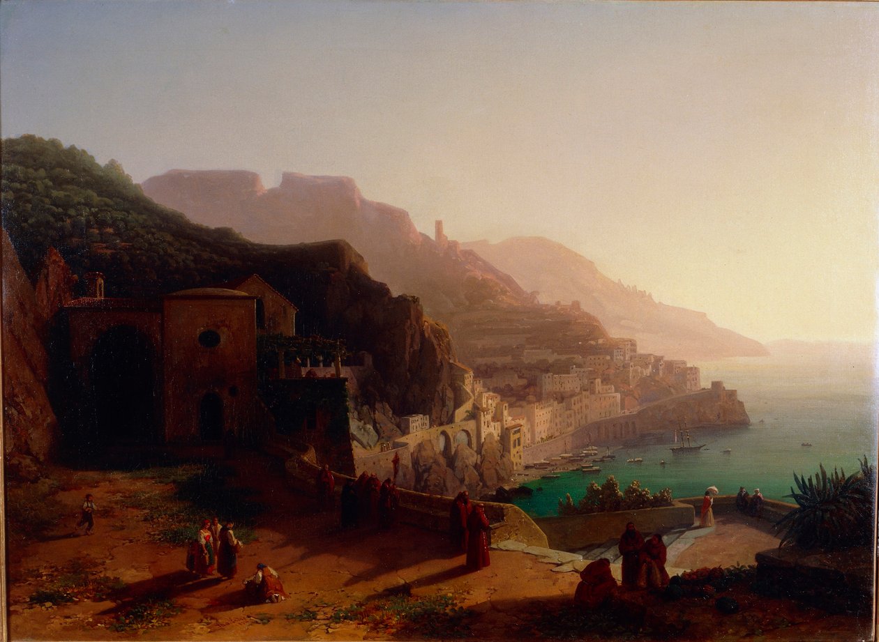 Kilátás Amalfira és az Amalfi-partra (olaj, vászon) alkotó: Thomas Ender