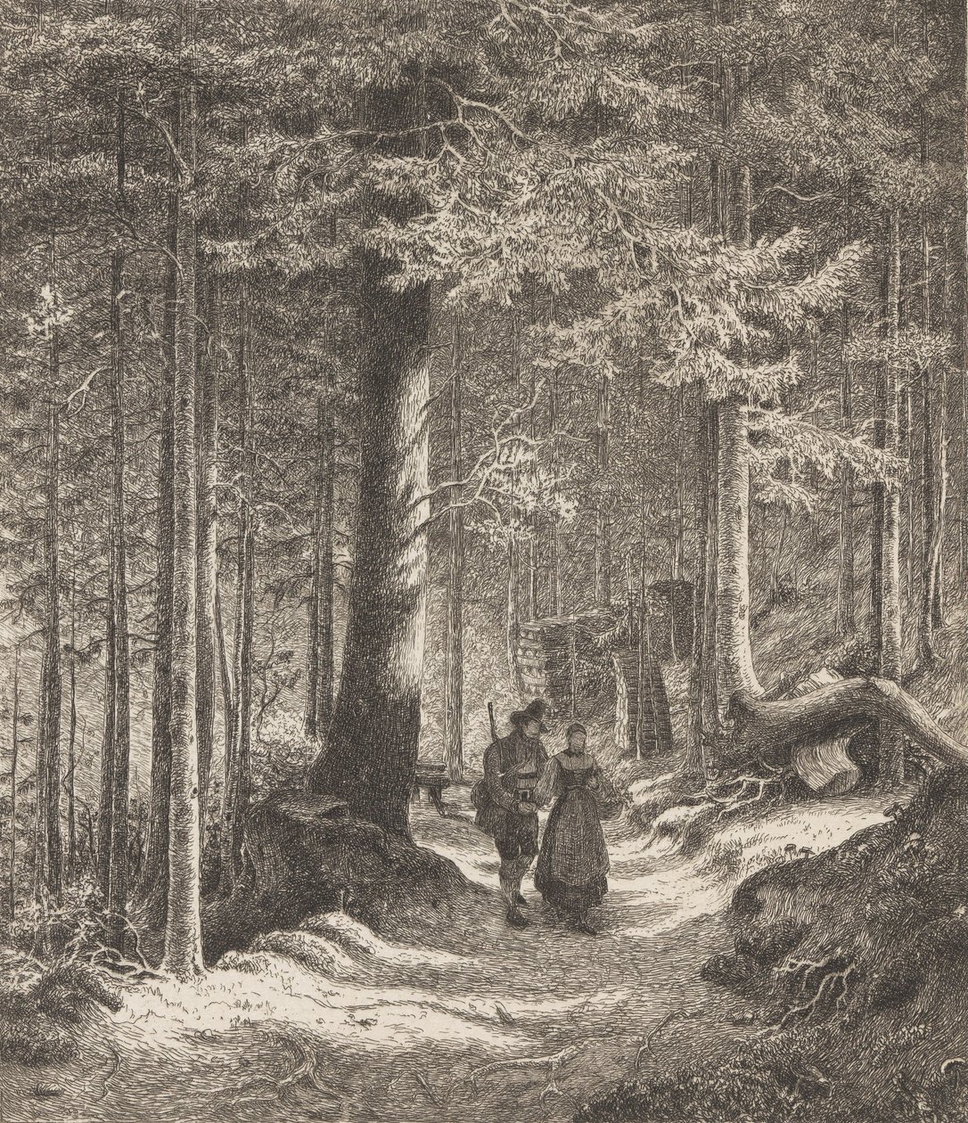 Erdei enteriőr két alakkal alkotó: Thomas Fearnley