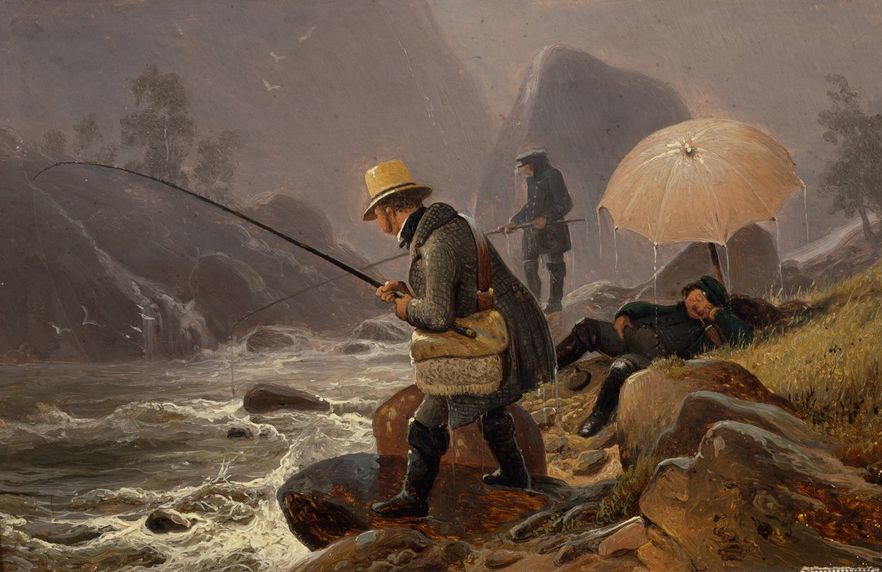 A festők Fearnley, Achenbach, Breslauer horgászat a alkotó: Thomas Fearnley