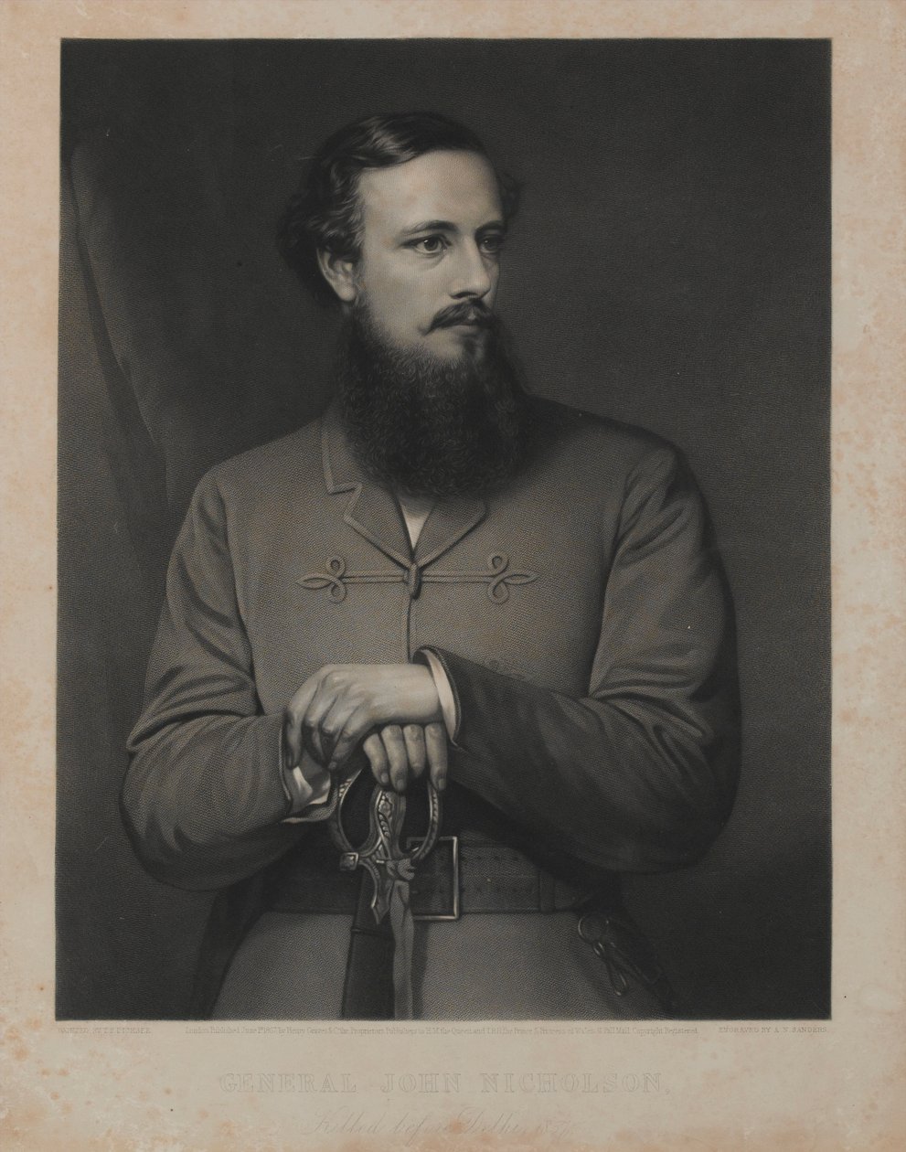 John Nicholson tábornok, metszette A.N. Saunders, kiadó: Henry Graves és Co., London, 1867. június 1. (vegyes metszet). alkotó: Thomas Francis Dicksee