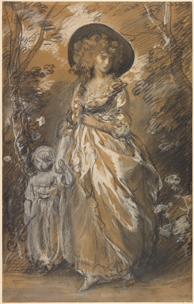 Egy hölgy, aki egy gyermekkel sétál a kertben alkotó: Thomas Gainsborough