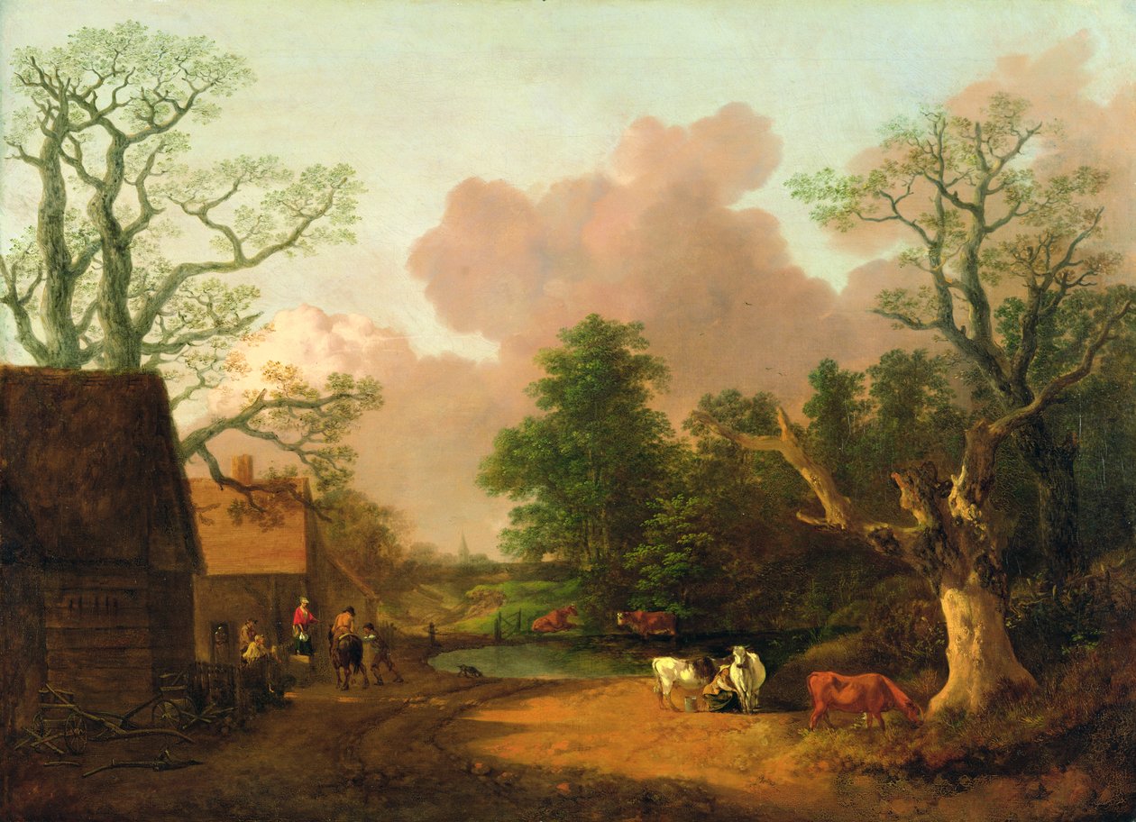 Táj alakokkal, gazdasági épületekkel és tejeslánnyal, 1754-1756 körül (olaj, vászon) alkotó: Thomas Gainsborough