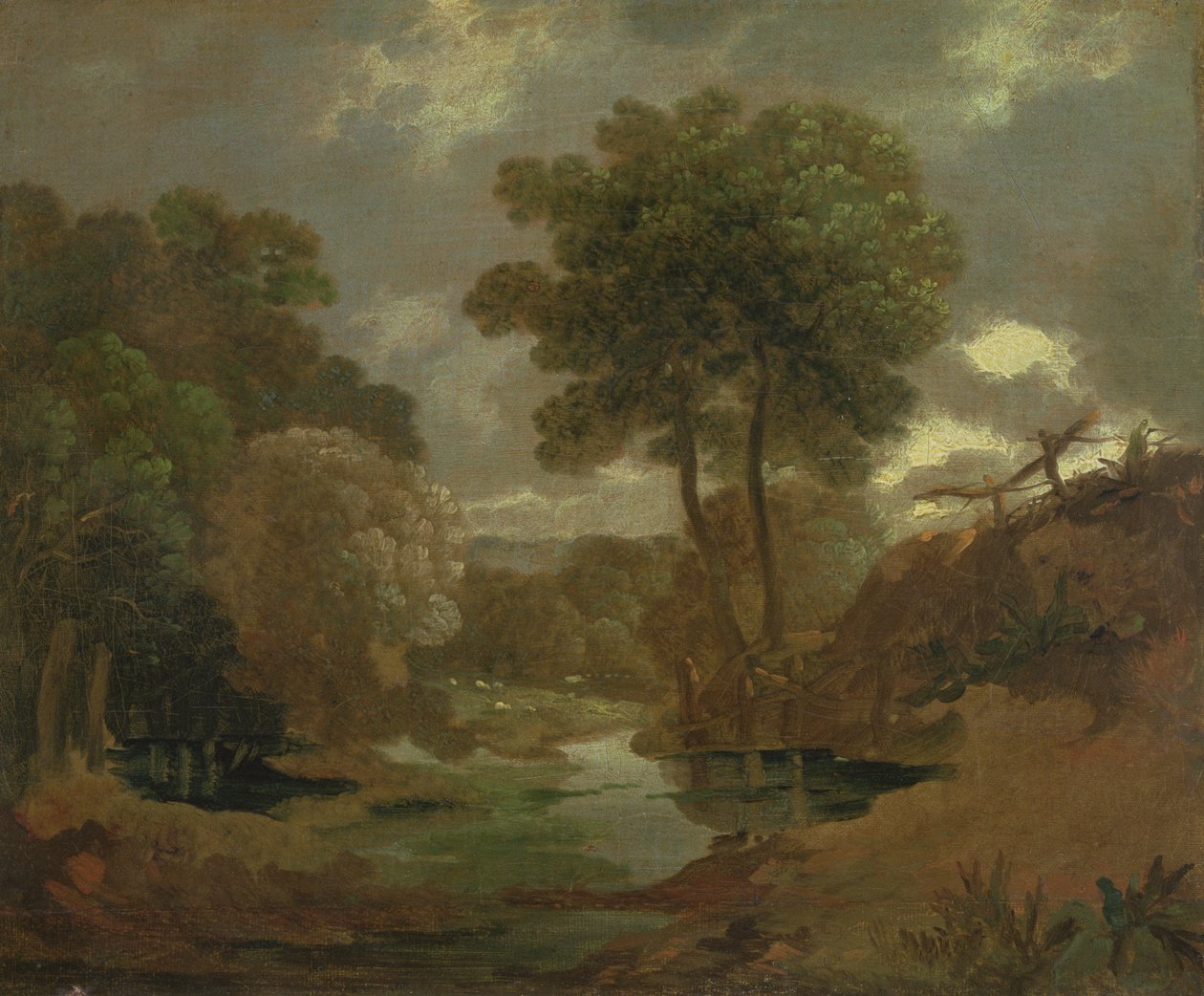 Medence az erdőben, 1750 (olaj, papír, vászon) alkotó: Thomas Gainsborough
