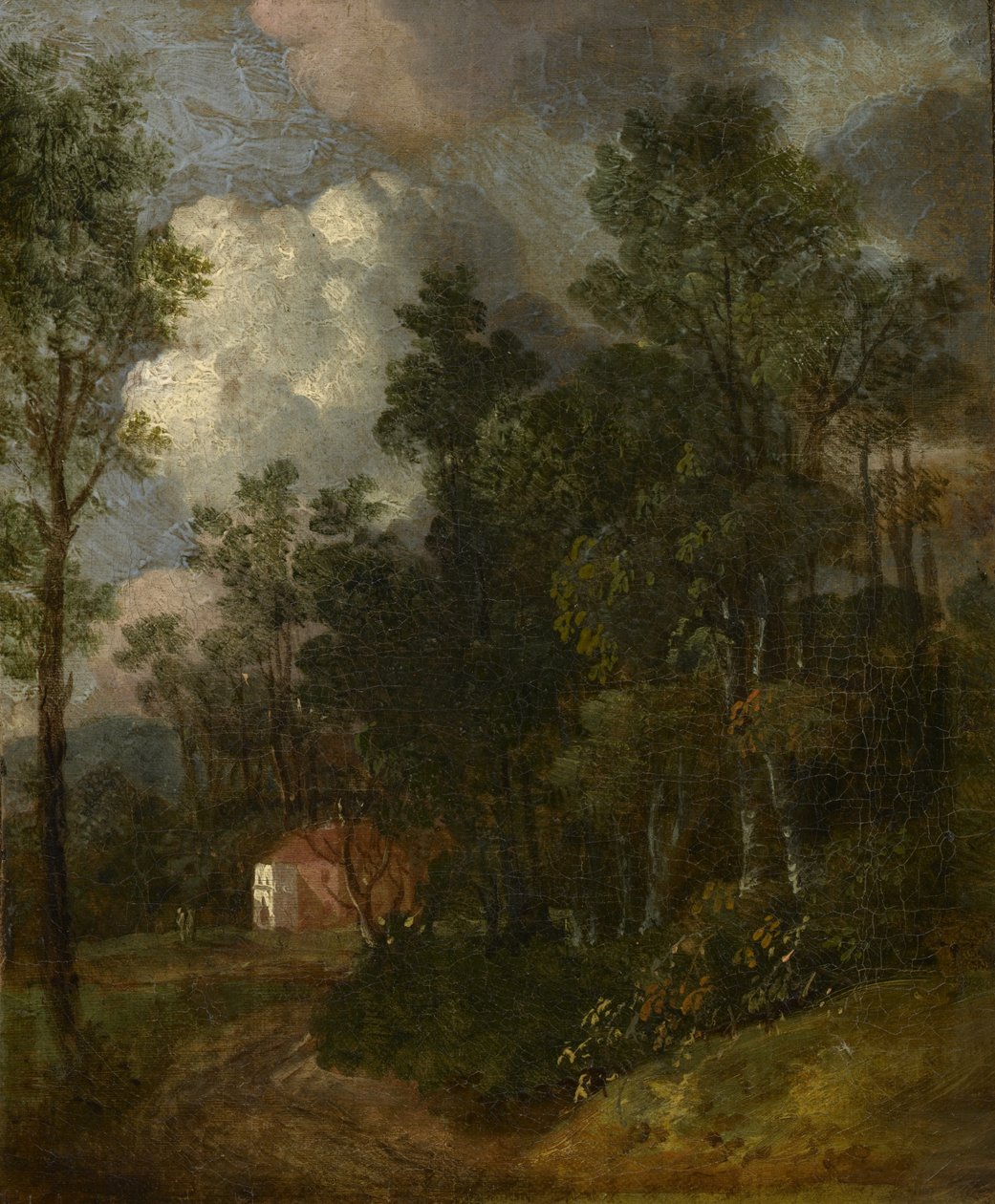 Erdős táj alakokkal egy ház mellett, 1752 körül alkotó: Thomas Gainsborough