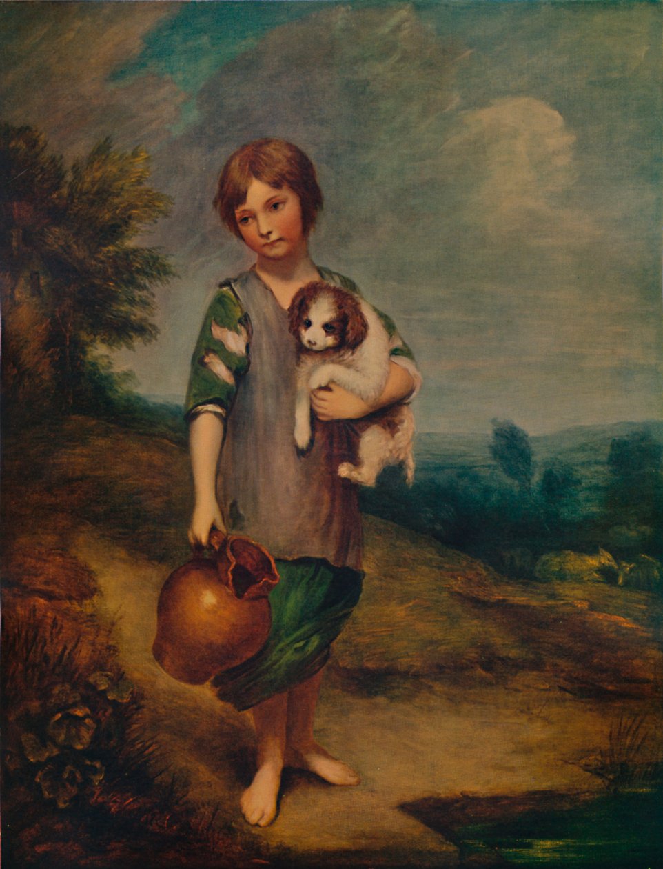 Víkendházi lány kutyával és korsóval, 1785, 1935 alkotó: Thomas Gainsborough