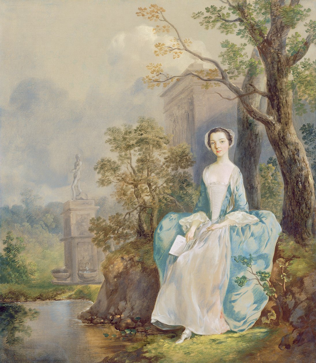 Lány könyvvel ül a parkban, 1750 körül (olaj, vászon) alkotó: Thomas Gainsborough