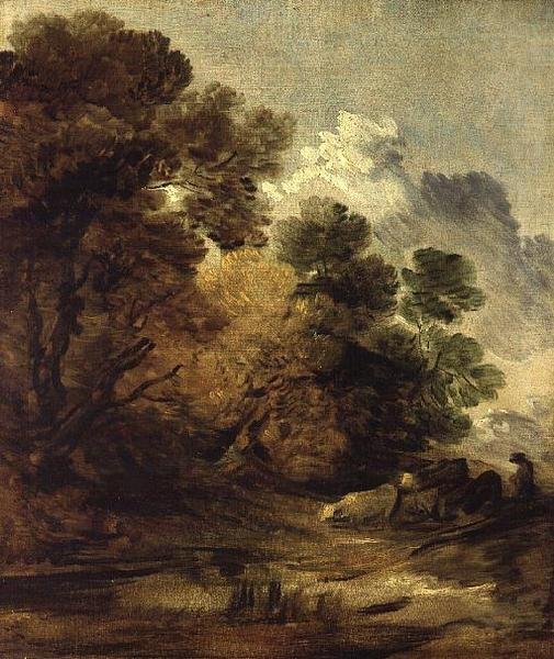 Pásztor szarvasmarhát egy medence felé hajt alkotó: Thomas Gainsborough
