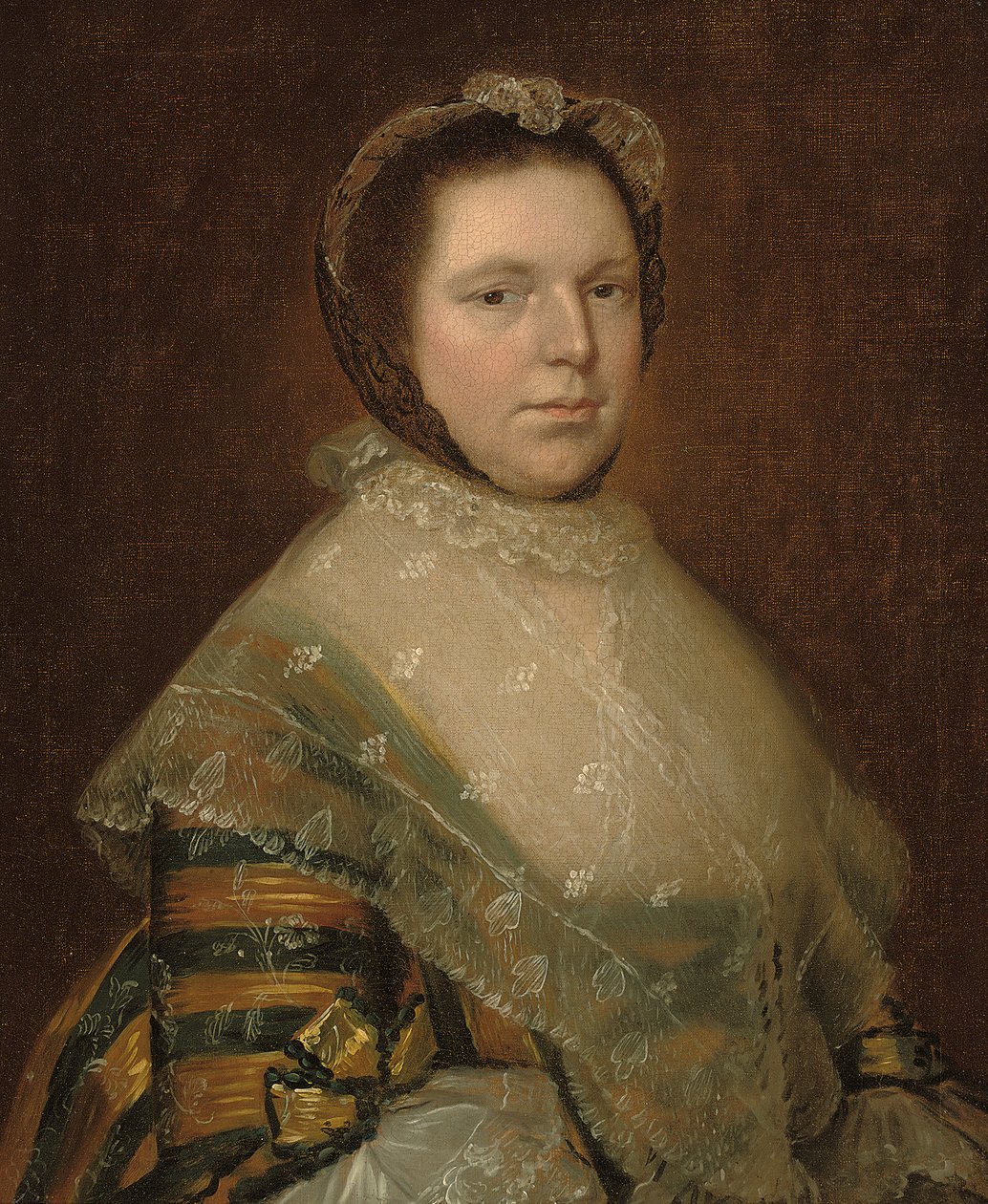 Elizabeth Prowse portréja, félalakos, kék-arany ruhában alkotó: Thomas Gainsborough