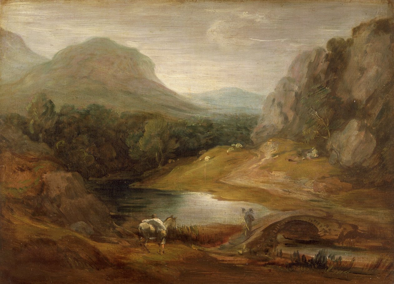 Sziklás táj egy híddal alkotó: Thomas Gainsborough