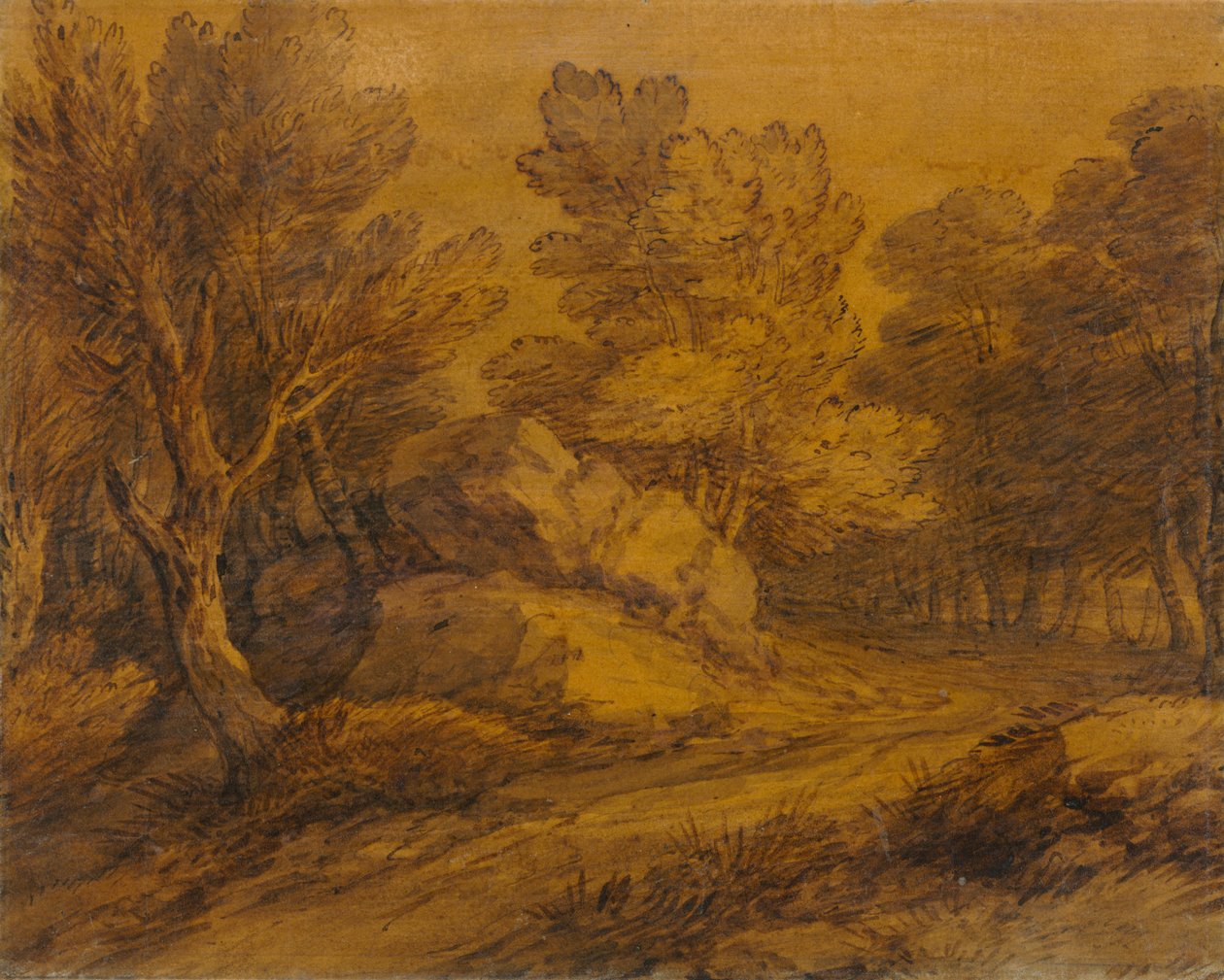 Jelenet egy erdőn át kanyargó úton, c. 1770. alkotó: Thomas Gainsborough