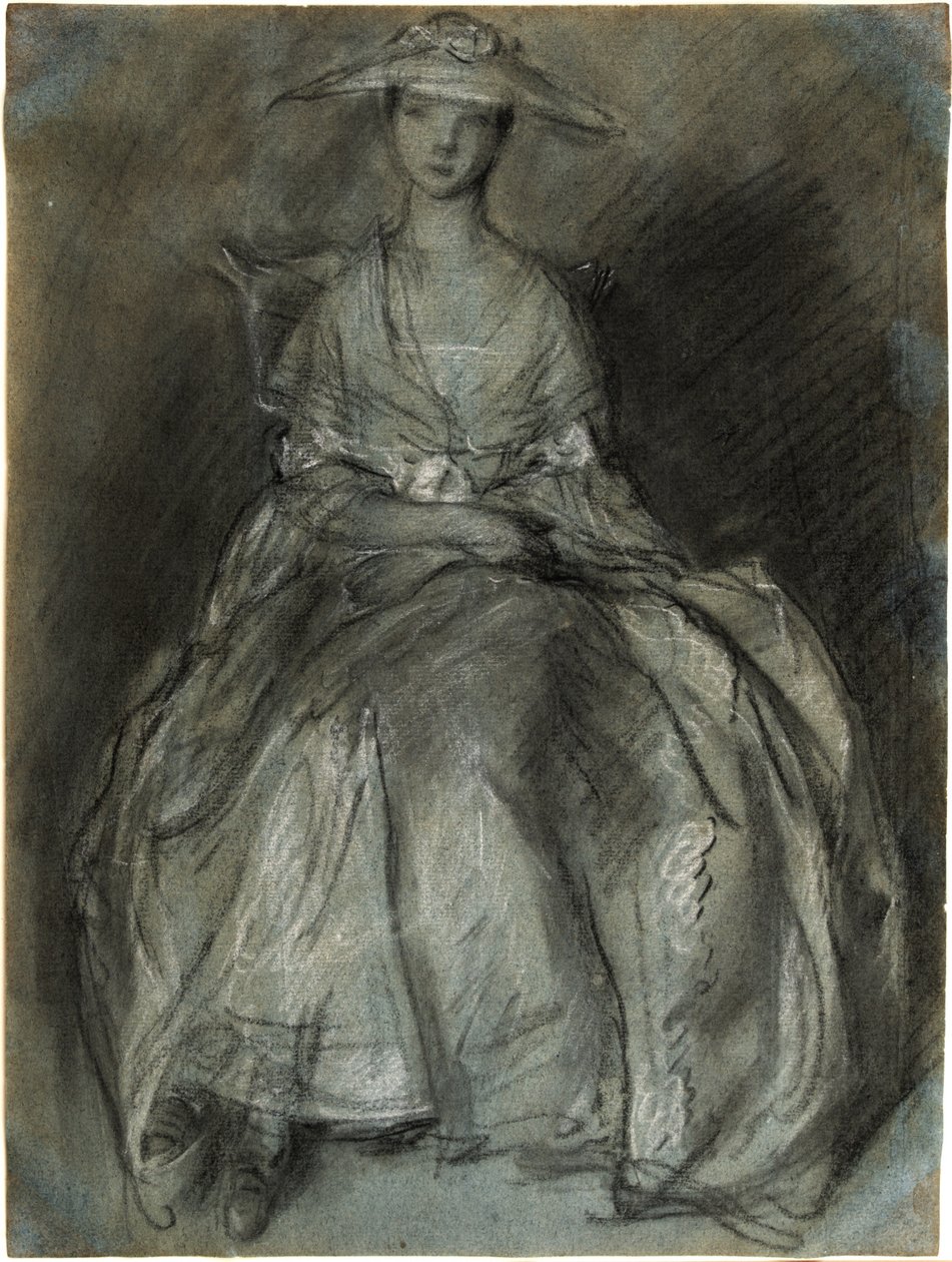 Ülő nő tanulmánya (recto); padon ülő kislány tanulmánya (verso) alkotó: Thomas Gainsborough
