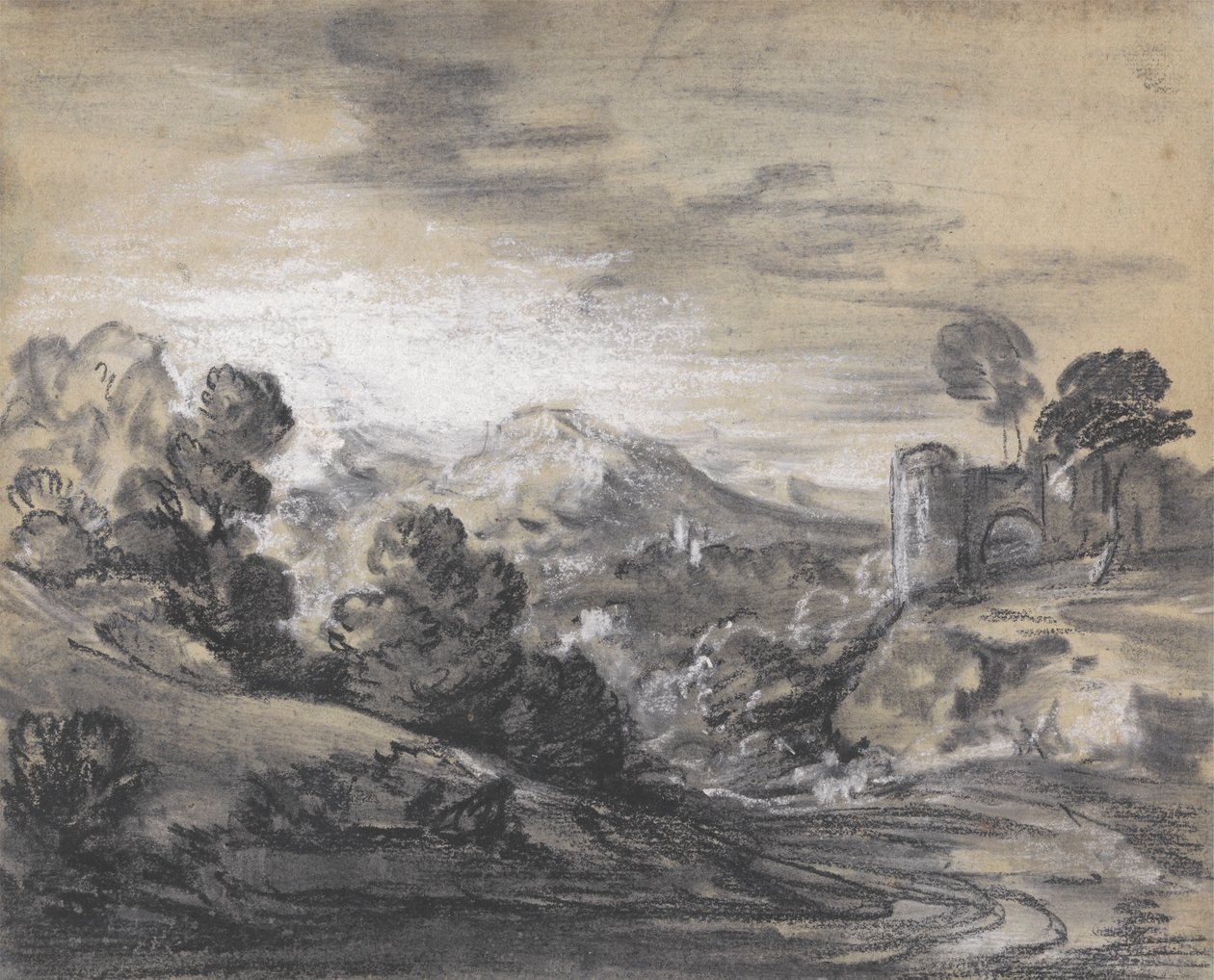 Erdős táj a várral alkotó: Thomas Gainsborough