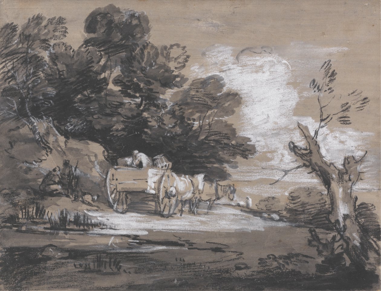 Erdős táj ország kosárral és figurákkal alkotó: Thomas Gainsborough