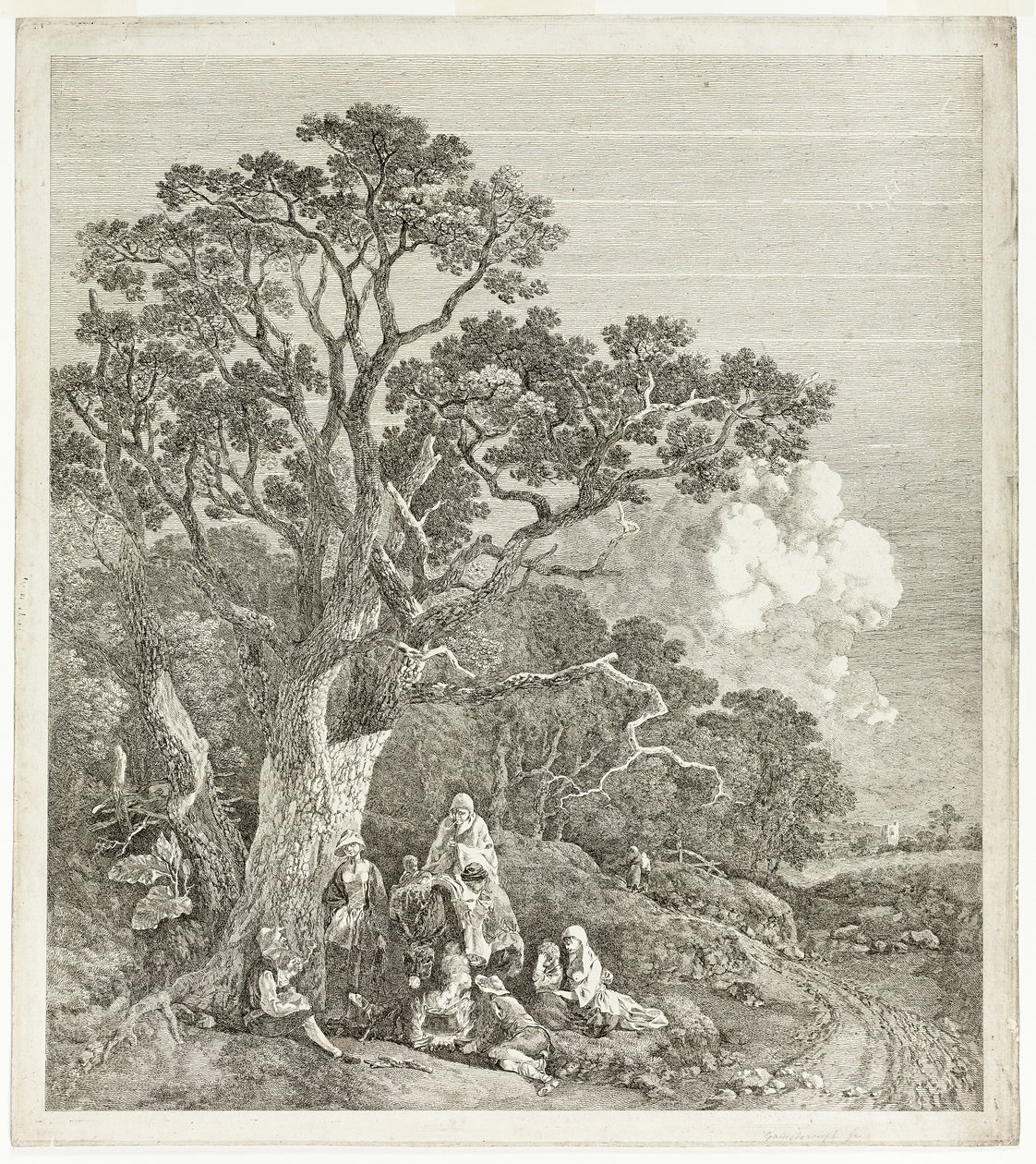Erdős táj a tűz körül összegyűlt cigányokkal alkotó: Thomas Gainsborough