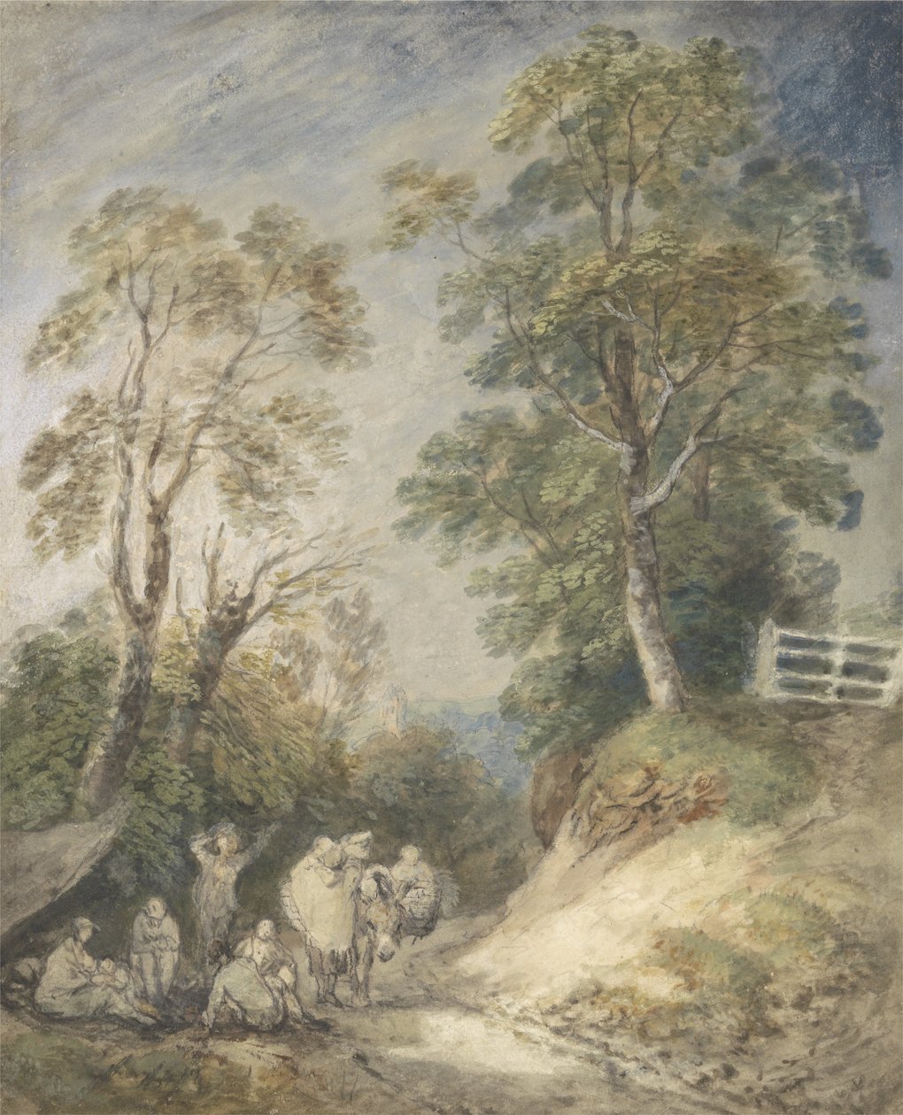 Erdős táj cigánytáborral, 1760-65 körül (akvarell és gouache ceruzával és krétával, papíron) alkotó: Thomas Gainsborough