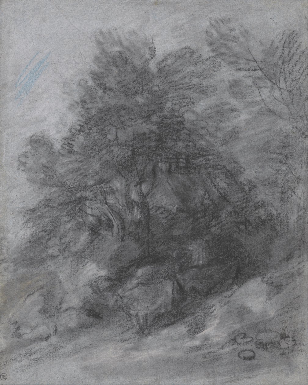 Erdős táj pásztorral, tehenekkel és kunyhóval alkotó: Thomas Gainsborough