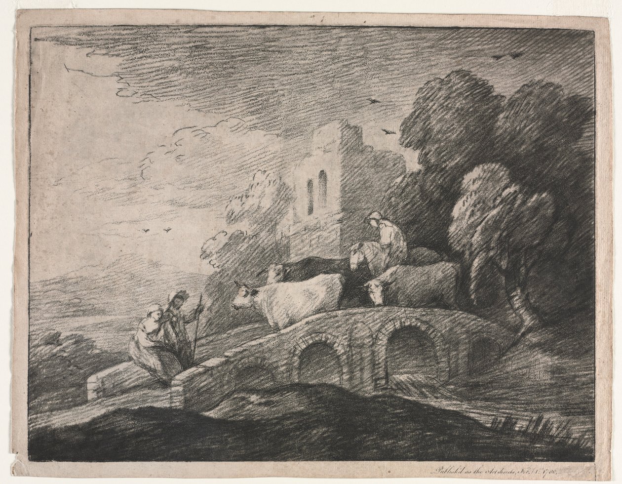 Erdős táj marhát hajtó pásztorokkal, 1779-1780. alkotó: Thomas Gainsborough