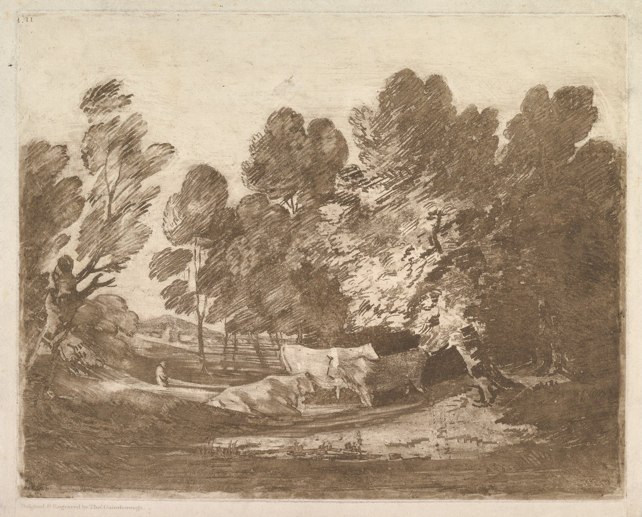 Erdős táj pásztorokkal és tehenekkel, 1797. augusztus 1. alkotó: Thomas Gainsborough