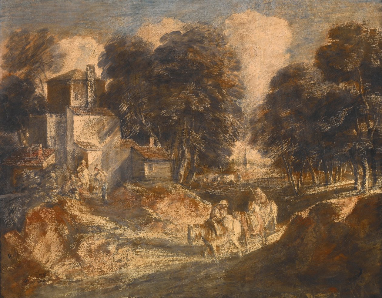 Waldlandschaft mit berittenen Bauern alkotó: Thomas Gainsborough