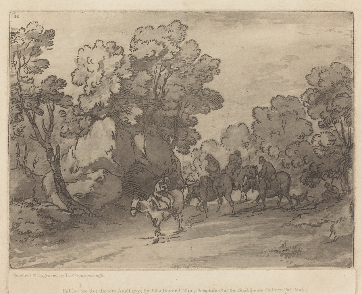 Erdős táj lovasokkal alkotó: Thomas Gainsborough