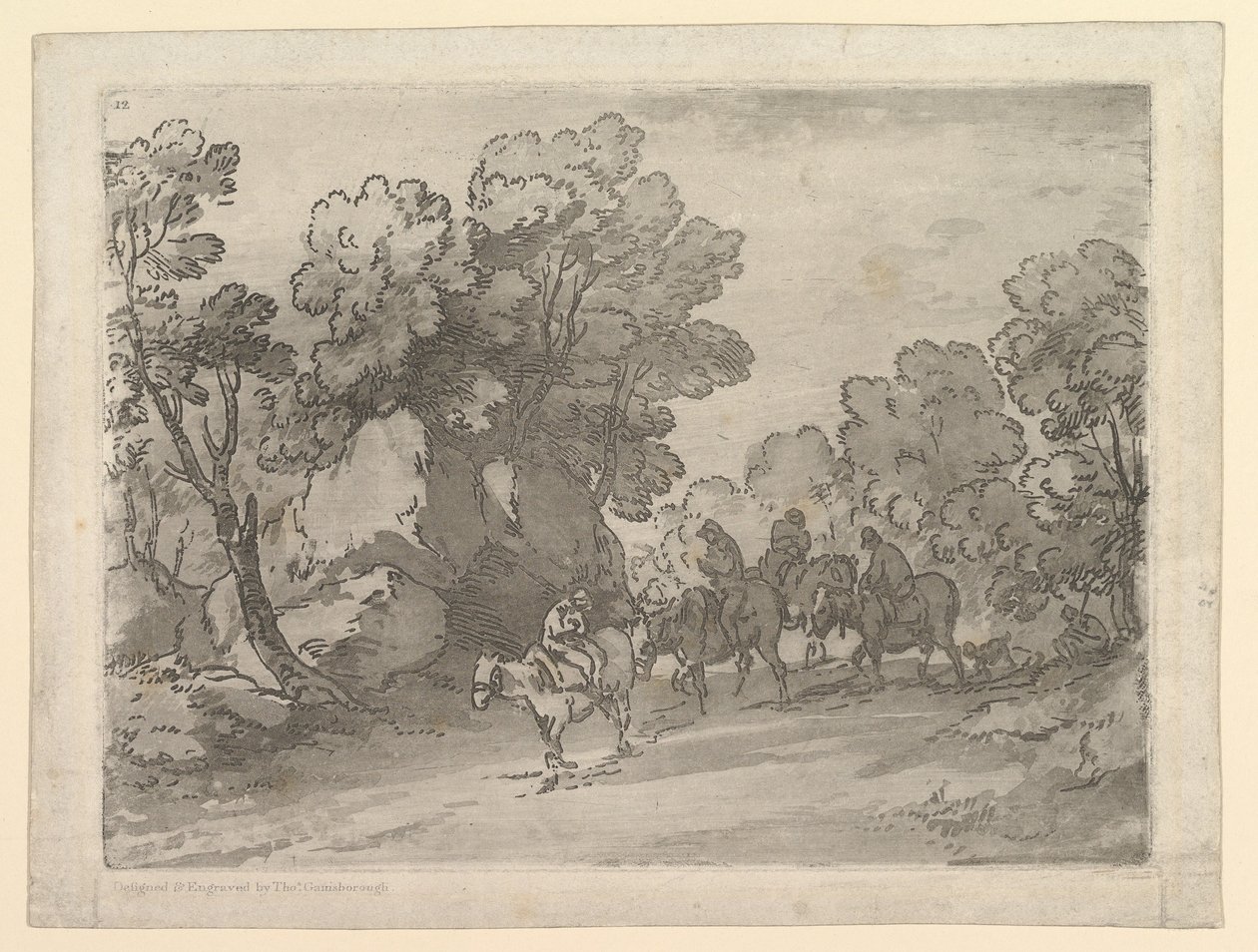 Erdős táj lovasokkal, 1797. augusztus 1. alkotó: Thomas Gainsborough