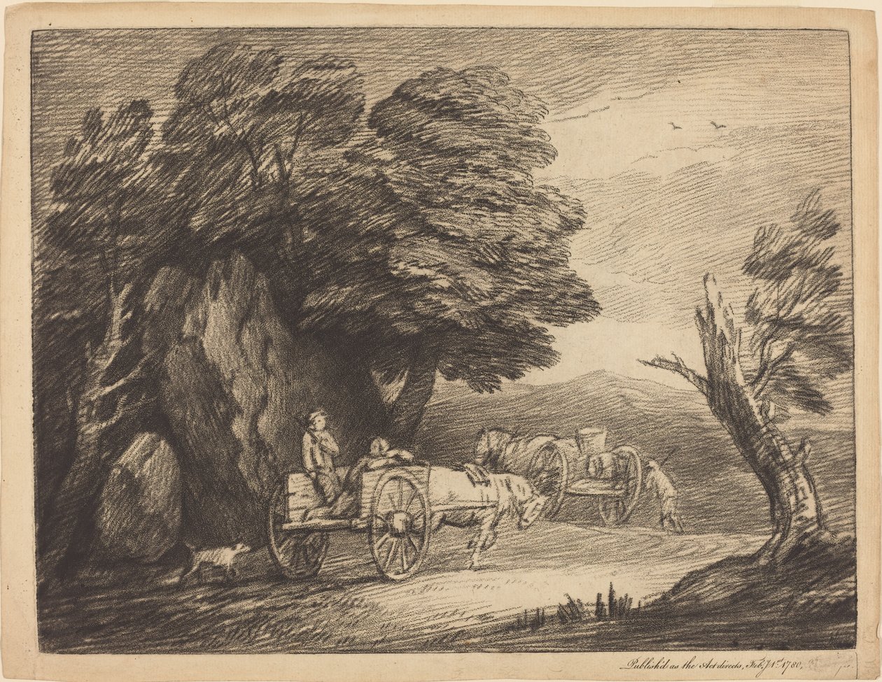 Erdős táj két ország kocsival és figurákkal alkotó: Thomas Gainsborough