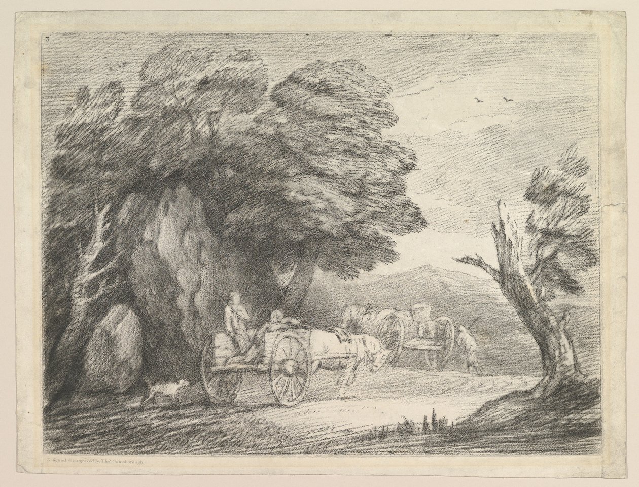 Erdős táj két vidéki szekérrel és figurákkal, 1797. augusztus 1. alkotó: Thomas Gainsborough