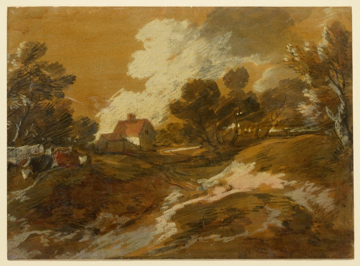 Waldlandschaft mit Hütte und Kühen alkotó: Thomas Gainsborough