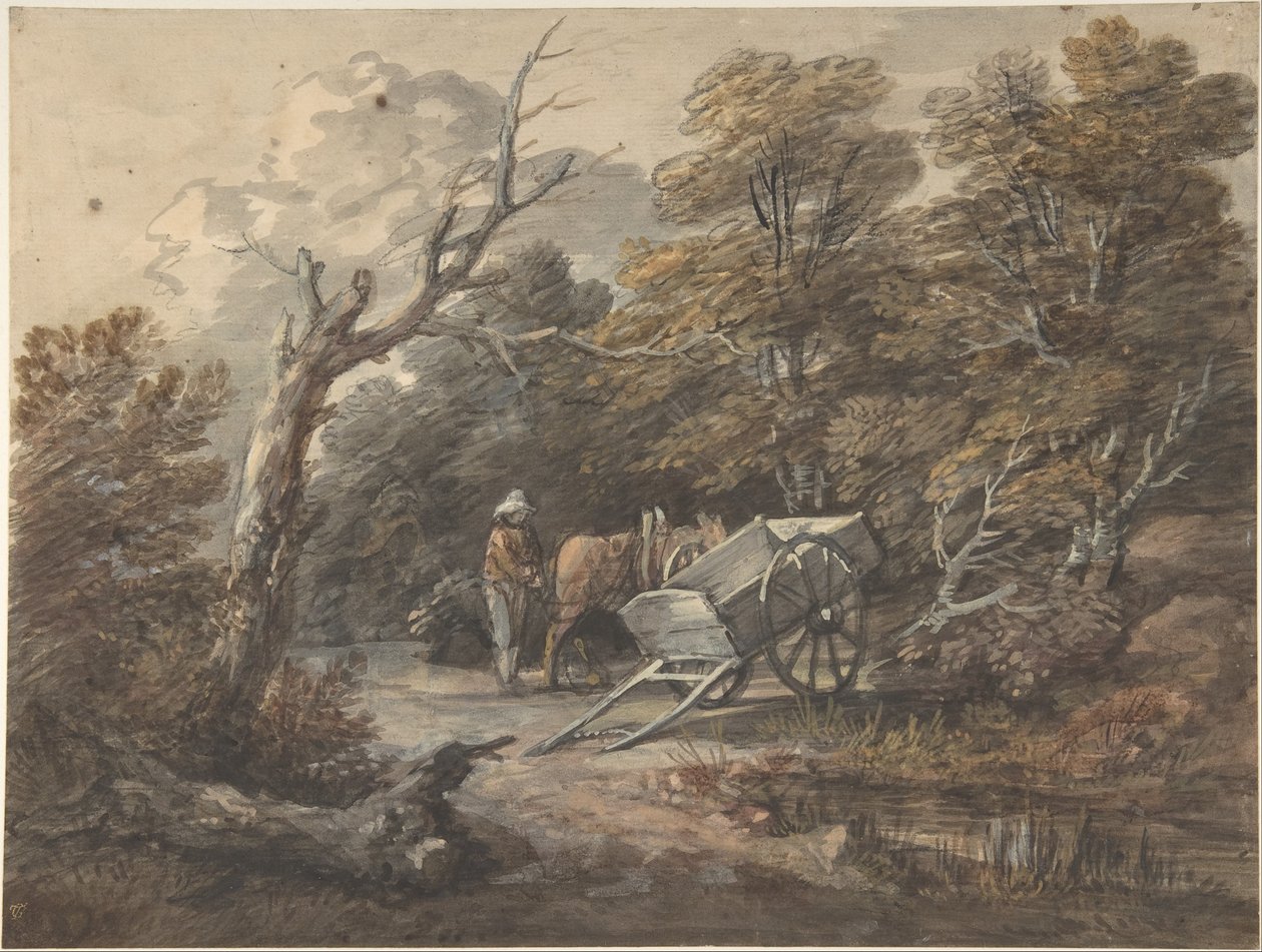 Erdei jelenet paraszttal, lóval és szekérrel alkotó: Thomas Gainsborough
