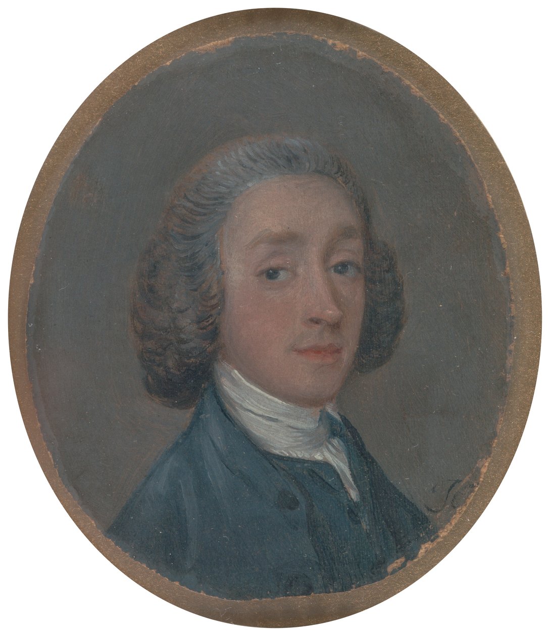 Púderezett hajú fiatal férfi portréja alkotó: Thomas Gainsborough RA