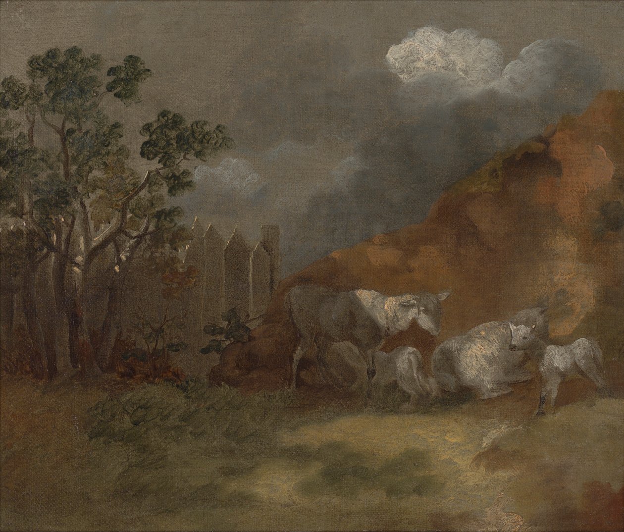 Birkák és bárányok a kerítés mellett alkotó: Thomas Gainsborough RA