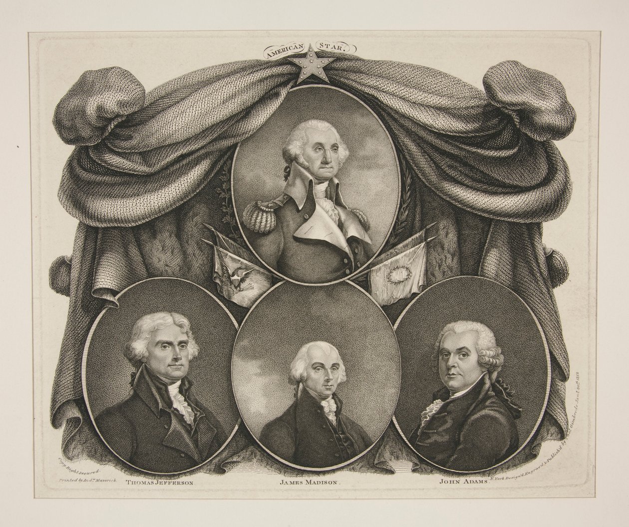 (Washington) Thomas Jefferson. - James Madison. - John Adams alkotó: Thomas Gimbrede