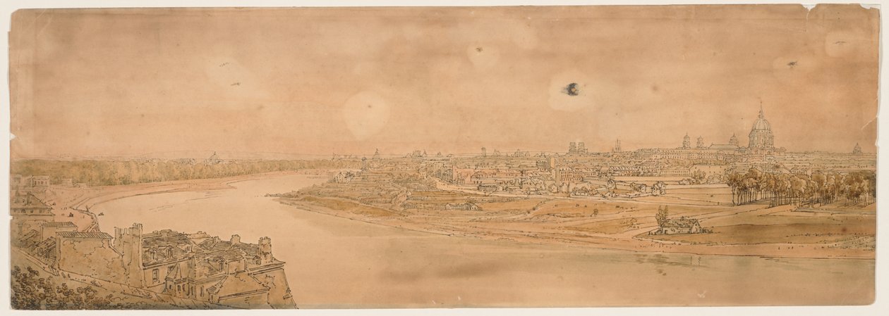 Válogatás a húsz legszebb kilátásból Párizsban, 1802. alkotó: Thomas Girtin