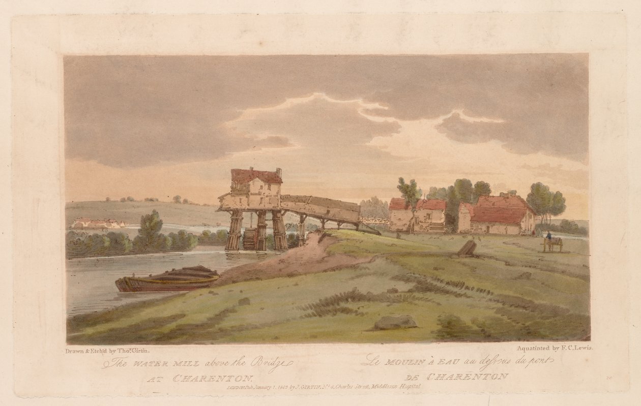 Válogatás a húsz legfestőibb párizsi kilátásból: Vízimalom a híd felett...1803 alkotó: Thomas Girtin