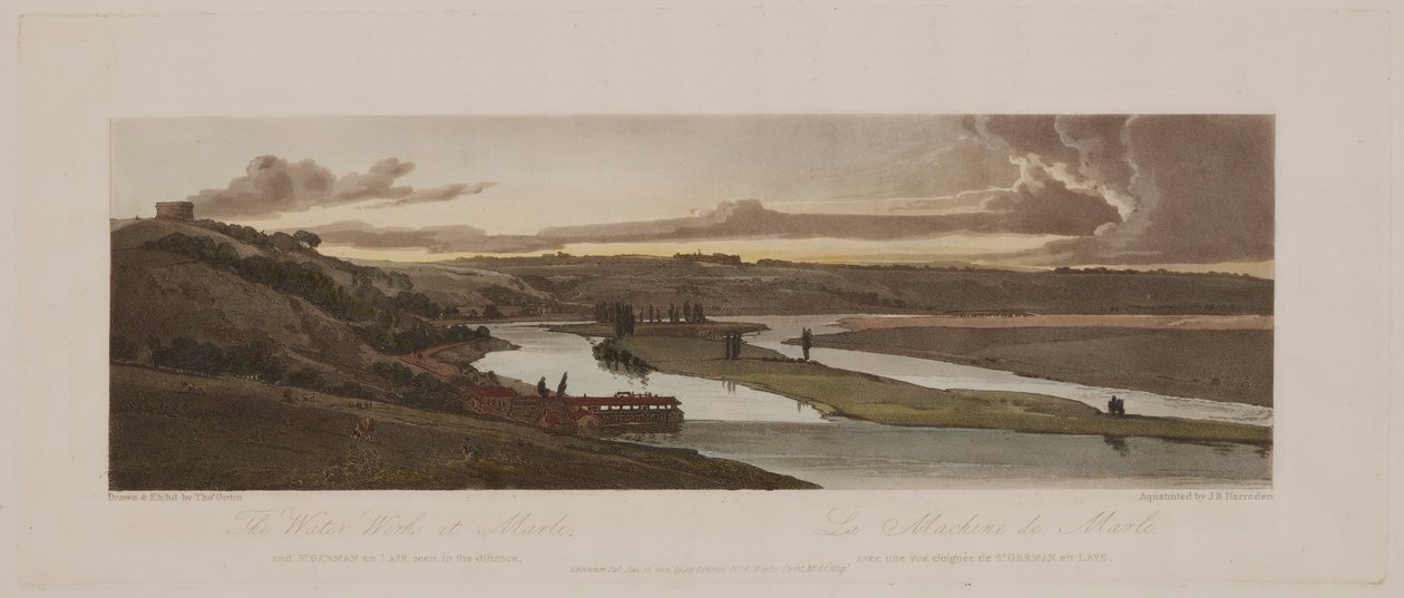 Válogatás a húsz legfestőibb párizsi kilátásból: A vízművek Marliban..., 1803. alkotó: Thomas Girtin