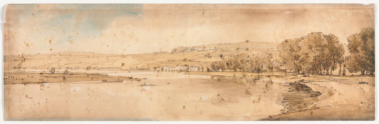 Válogatás a húsz legfestőibb párizsi kilátásból: Bell Vue és Pont de Sêve kilátása a Pont de St. Cloud melletti teraszról alkotó: Thomas Girtin