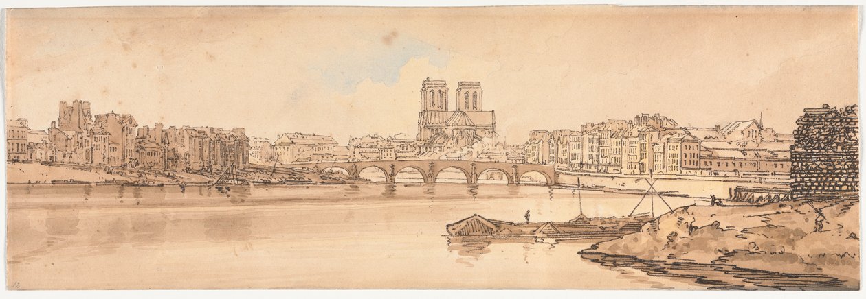 Válogatás a húsz legfestőibb párizsi kilátásból: A Pont de la Tournelle és a Notre Dame kilátása az Arzenálból alkotó: Thomas Girtin