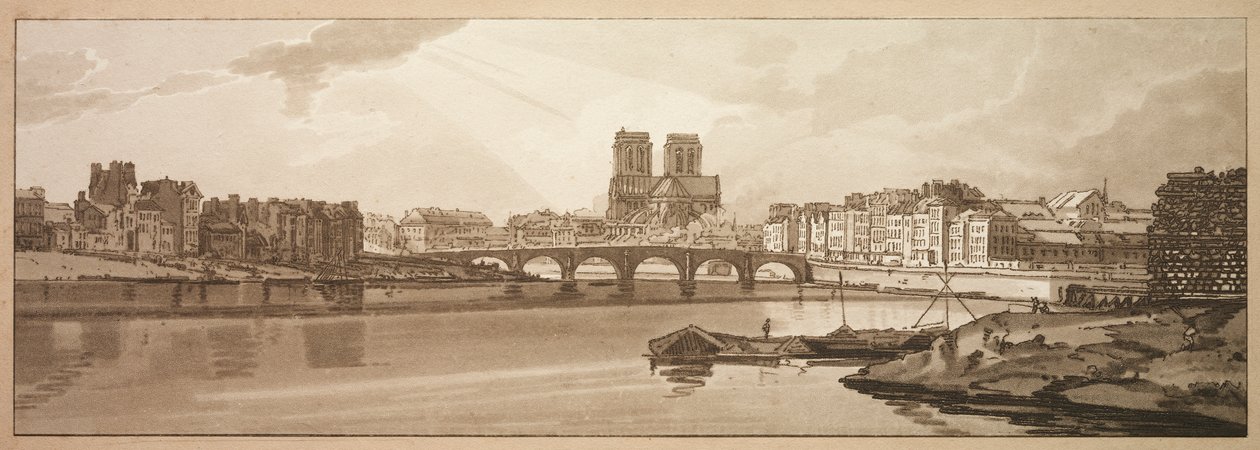 Válogatás a húsz legfestőibb párizsi kilátásból: A Pont de la Tournelle és a Notre Dame kilátása az Arzenálból alkotó: Thomas Girtin