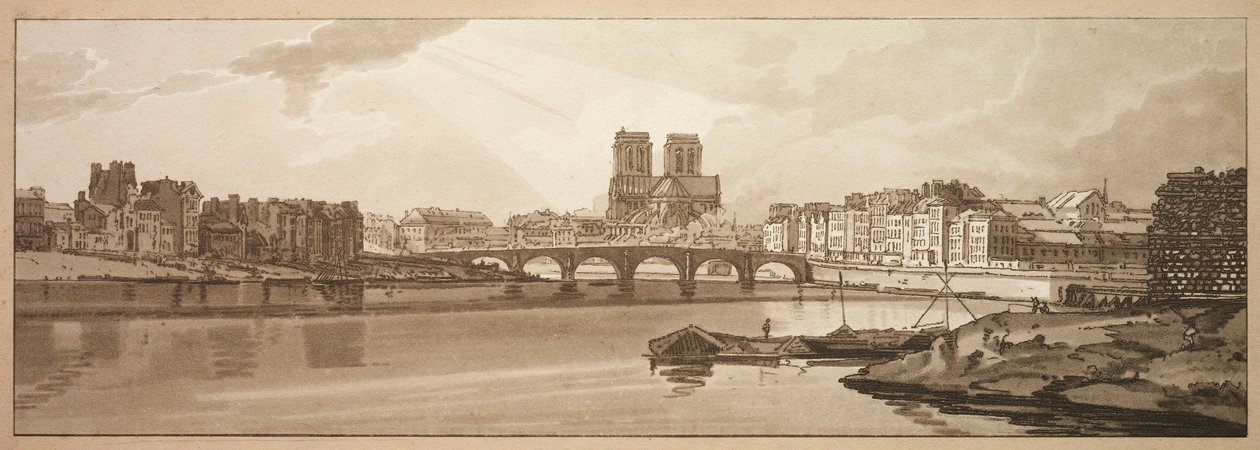 Válogatás a húsz legfestőibb párizsi kilátásból: A Pont de la Tournelle..., 1802. alkotó: Thomas Girtin