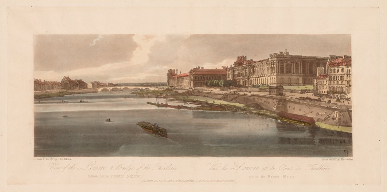 Válogatás a húsz legfestőibb párizsi kilátásból: A Louvre és a Thuilleries-híd kilátása a Pont Neufról alkotó: Thomas Girtin