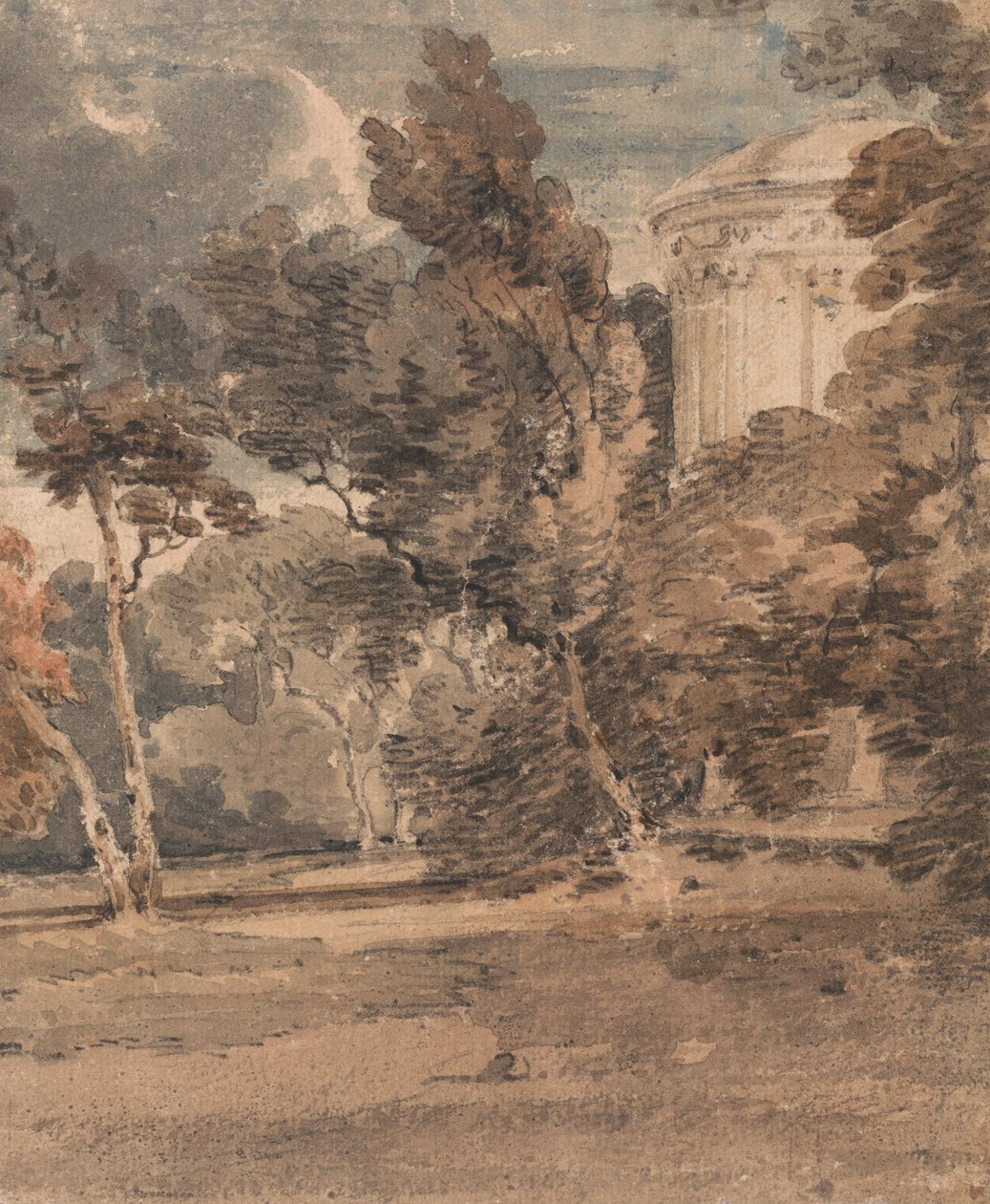 Temple a Harewood Parkban, 1798 körül (akvarell grafit felett texturált papíron) alkotó: Thomas Girtin