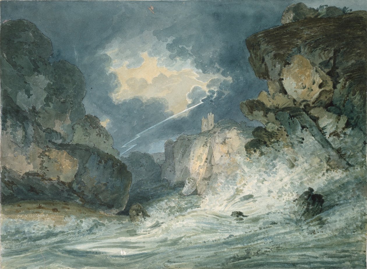 Dunstanburgh kastély, Northumberland, viharban, 1794 alkotó: Thomas Girtin