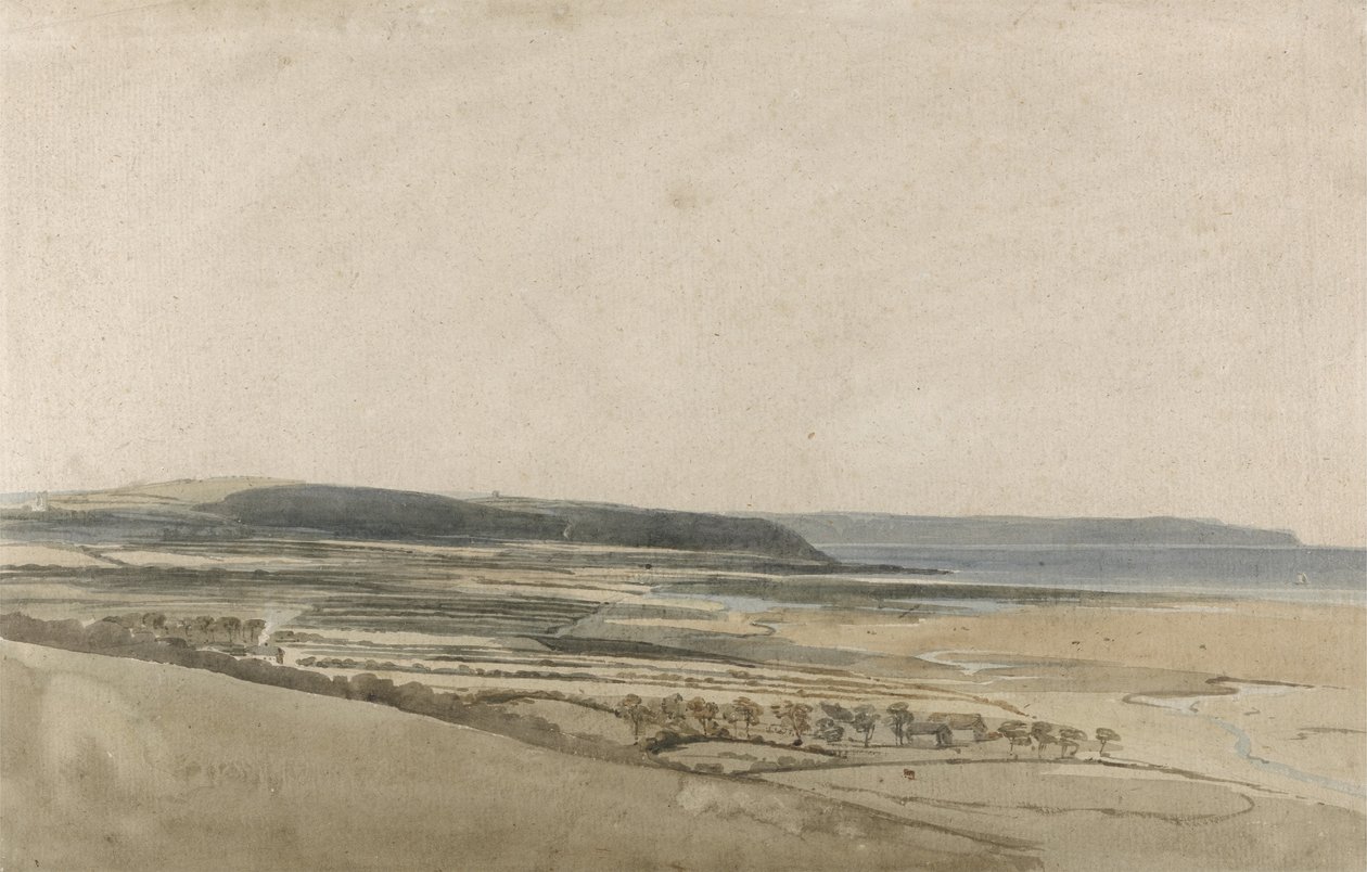A Taw folyó torkolata, Devon, 1801 körül (akvarell ceruzával, papíron) alkotó: Thomas Girtin