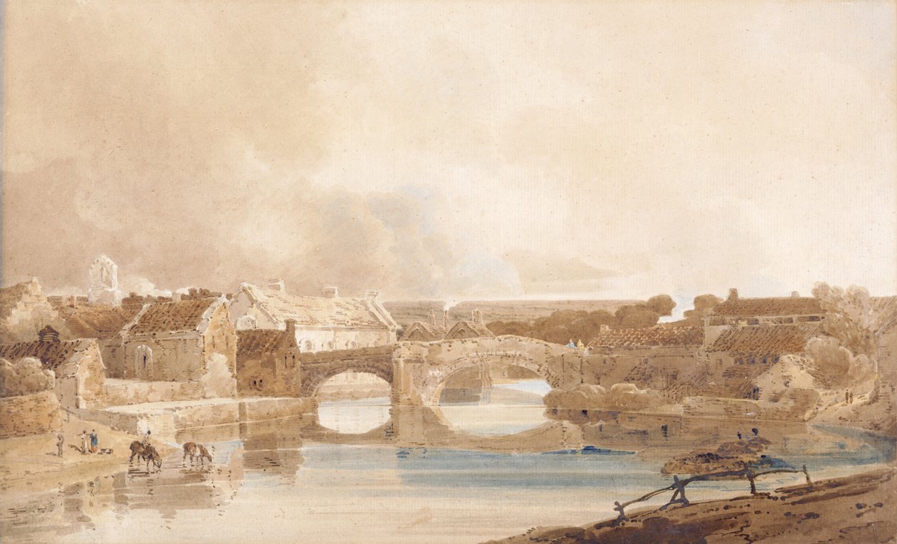 Morpeth Bridge, Northumberland, 1801 körül (ceruza és akvarell, papír) alkotó: Thomas Girtin
