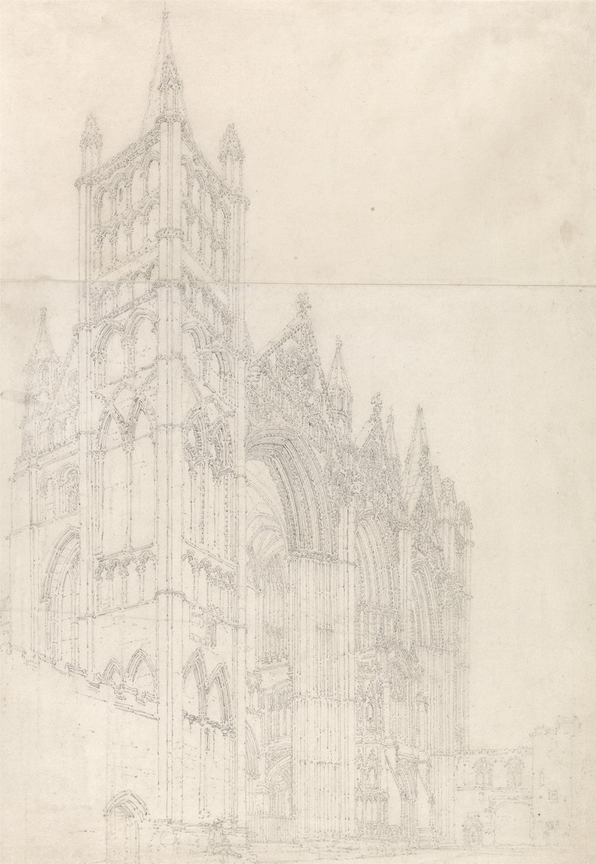 Peterborough-i székesegyház, Huntingdonshire, 1794 körül (grafit két összeillesztett papírlapon) alkotó: Thomas Girtin